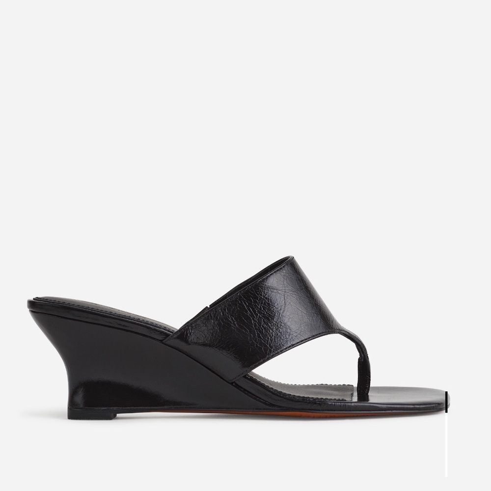 Madewell The Deanna Thong Wedge Sandal – True Black Leather (Size 9) - NEW